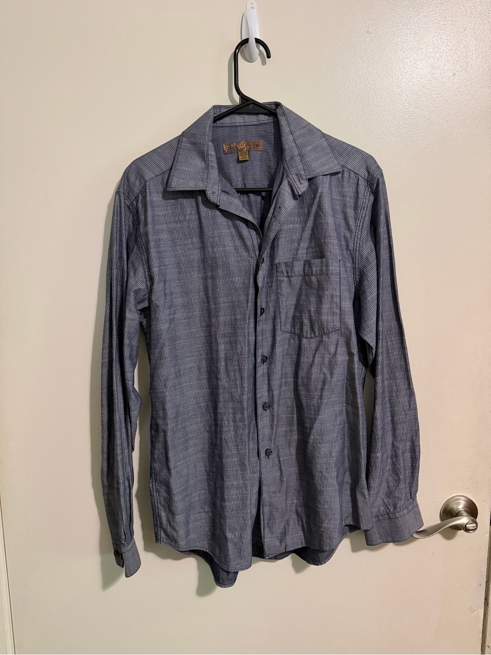 Blue Men's Long Sleeve Button-Down Shirt - Gray Blue
